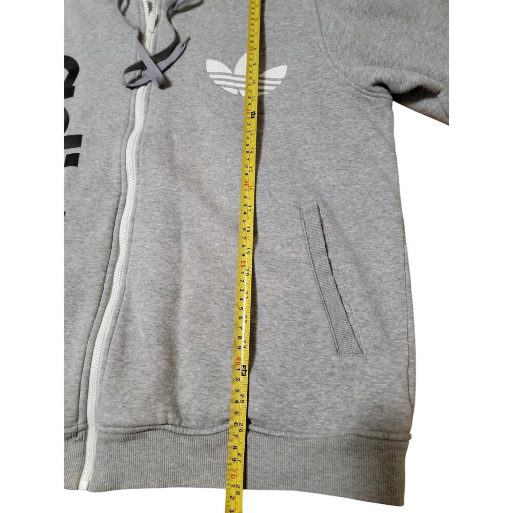 Adidas Grey Zip-Up Hoodie Brand Logo Drawstring Hood Unisex Type XL - Picture 5 of 6